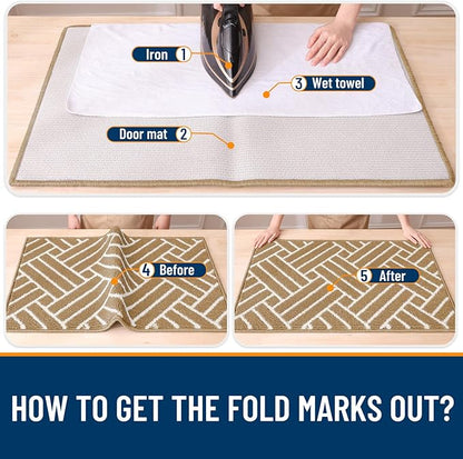 OLANLY Indoor Door Mat, 32x20 Inch, Dirt Resistant and Absorbent, Non-Slip Rubber Backing Floor Mats, Easy Clean Low-Profile Doormat for Entryway, Front Door, and Inside Entrance, Beige