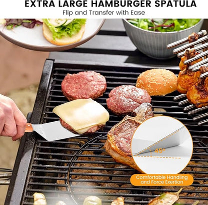 Burger Press 304 Stainless Steel Smash Burger Press with Wide Turner, 6" Hamburger Smasher Tool, Hamburger Press Perfect for Meat Weight Press, Cooking, and Burger Smasher for Grill Cooking
