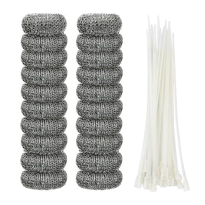 Shappy 20 Pieces Lint Traps Washing Machine Drain Hose Filter Stainless Steel Snare Laundry Mesh Washing Machine Lint Trap Catcher with 20 Pcs Pieces Cable Ties