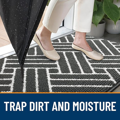 OLANLY Indoor Door Mat, 36x24 Inch, Dirt Resistant and Absorbent, Non-Slip Rubber Backing Floor Mats, Easy Clean Low-Profile Doormat for Entryway, Front Door, and Inside Entrance, Charcoal