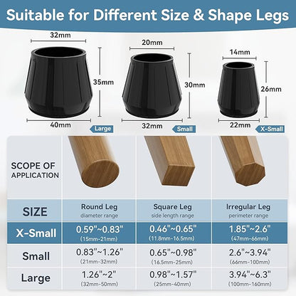 24PCS Extra Small Silicone Chair Leg Floor Protectors for Hardwood Floors, Thicken Rubber Chair Leg Cap Covers, Non Slip Furniture Leg Pads to Protect Wood Tile Floors from Scratches and Reduce Noise