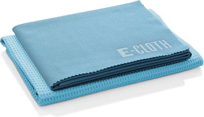 E-Cloth Microfiber Cleaning Cloth Glass Kit - Microfiber Towel Window Cleaning Kit - Microfiber Towels for Cars, Windows, Mirrors, & More - Alaskan Blue