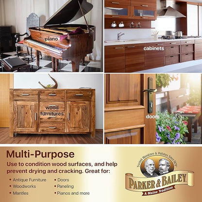 PARKER & BAILEY FURNITURE CREAM - Multisurface Wood Cleaner And Polish Furniture Quick Shine Restorer Protector Kitchen Cabinets Surface Cleaner House Cleaning Supplies Home Improvement, 16oz