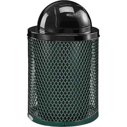 Global Industrial 36 Gallon Outdoor Steel Trash Can with Dome Lid, Plastic Liner and Anchor Kit Included, 23-1/2" Diameter x 40" H, Powder Coat Finish, Unassembled, Green