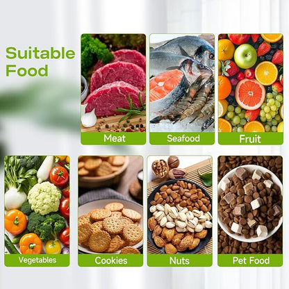 Vacuum Sealer for Food - Tempered Glass Panel, LED Touch Control, Digital Display, Pulse/Moist/Dry/Seal/External Suction Modes, Includes 30 Vacuum Bags & Built-in Cutter(White)