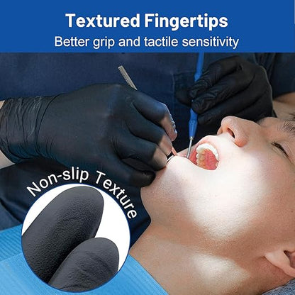 JMU Black Nitrile Gloves XL, 3.5Mil Disposable Nitrile Exam Gloves Latex Free Powder Free, 4000 Pcs