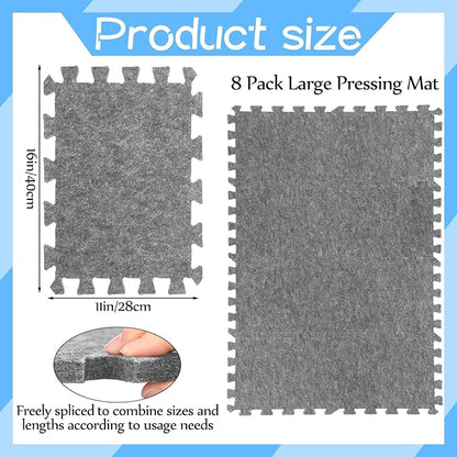 Ziliny 8 Pack Large Wool Pressing Mat 22" x 63" Wool Ironing Mat Felted Blending Ironing Pad Sewing Machine Muffling Pad Iron Board for Quilters Quilting Supplies and Notions Accessories