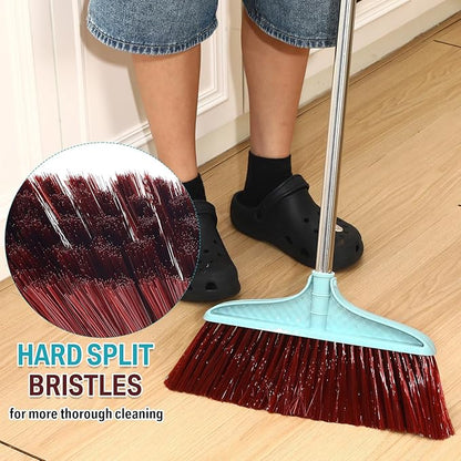 Lasnten 8 Pcs Heavy Duty Broom Commercial Set 49" Stainless Steel Detachable Handle Indoor and Outdoor Floor Brooms for Home, Garage, Kitchen, Office, Patio Cleaning, Warehouse