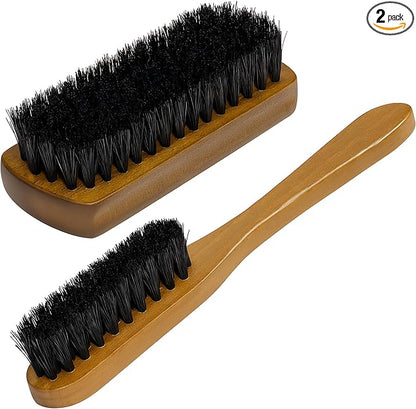 TAKAVU Leather & Upholstery Cleaning Brush Set, 100% Black Boar Bristle, to Clean Car Seats & Leather Sofas, for Alcantara, Interiors, Furniture, Boots, Shoes, Bags and More