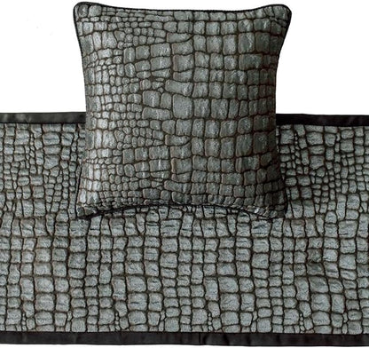 The HomeCentric King/Queen/Twin Blue & Grey Designer CA King 86"x18" Bed Runner with 2 Pillow Cover, Animal Mystery Bed Scarf on Silk Fabric - Animal Mystery