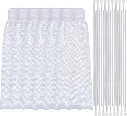Shappy 24 Pieces Washing Machine Lint Traps and Cable Ties Set 6 Nylon Mesh Lint Trap for Discharge Hoses and 18 Cable Ties Fits Most Washing Machines(White)