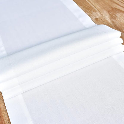 NEWISHER Farmhouse Rustic Table Runner Solid White Rectangular Table Runners Faux Linen Table Runner for Everyday Use Kitchen Dining Party Table 13x48 Inch