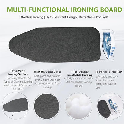 Foldable Table Top Ironing Board with Iron Rest, Portable Ironing Board Small with Heat Resistant Cotton Cover, Mini Iron Board for Small Space and Travel, 31"x12", Black