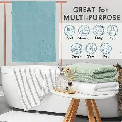 VOOVA & MOVAS Large Bath Towels, 4 Pack 30" x 56" - 100% Cotton | Quick Dry | Light Weight | Thick | Soft | Absorbent, Luxury Shower Towel for Bathroom, Towel Gift Set, Coral Pink