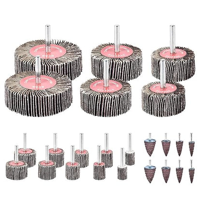 24Pcs Abrasive Flap Wheel Sander Set 80 Grit Sanding Flap Wheels Abrasive Flap Wheel Set 1/4" Shank Sanding Paper Polishing Wheel Die Grinder Flap Wheel for Grinding, Polishing, Deburring