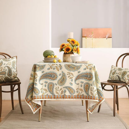 patdrea Designer Vintage French Long Rectangle Table Cloth,Italian Floral Wrinkle Free Farmhouse Tablecloth,Decor Table Cover for Kitchen Dining,Christmas,Tea Party,Thanksgiving,63"x94"-Lysaniya