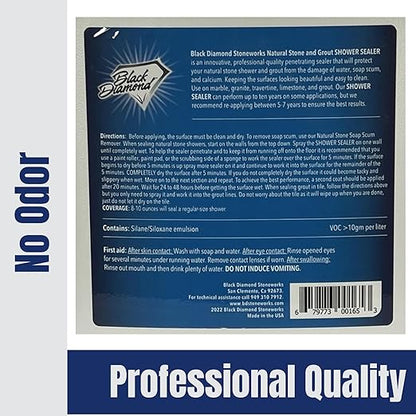 Natural Stone and Grout Penetrating Shower Sealer. Marble, Granite Travertine, Limestone. Protects The Surface from Damage and Build-up for up to Ten Years! (1 Gallon)