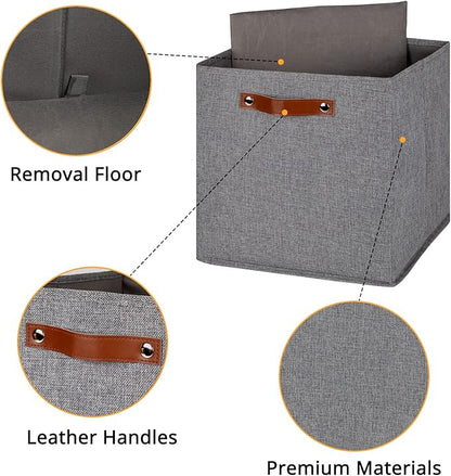 DULLEMELO Fabric Storage Cubes,13 inch Cube Stroage Bins for Empty Gift Basket,Toys Nursery Clothes Storage Linen Closet Organizers and Storage Baskets Shelves Bins(Grey-4 Pack)