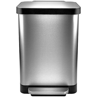 Hefty Stainless Steel Step Trash Cans with Lids, 12.7 Gallon & 1.3 Gallon Bin