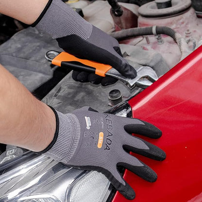 Kebada W2 Safety Work Gloves, Micro-Foam Nitrile Coated Gloves, Touchscreen,Ideal for Package Handling, Gardening, Construction, 1 Pair XX-Large