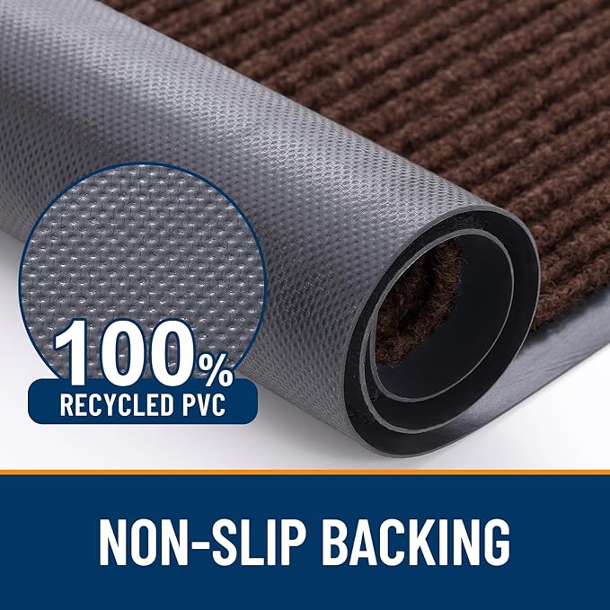 OLANLY Front Door Mat Indoor Outdoor Entrance, Waterproof Heavy Duty Doormat, Fade Resistant, Low Profile, Easy Clean Patio Porch Welcome Floor Mats for Entry, 59x20, Brown