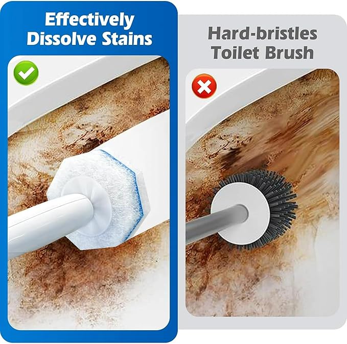 Disposable Toilet Wand Refill Compatible with Clorox Toilet Brush, 60 Count Disposable Heads for Deep Cleaning