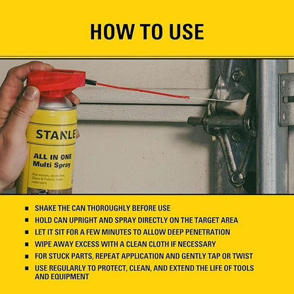 Stanley T240 Corrosion Inhibitor Spray - Rust Remover&Cleaner Aerosol - Versatile Rust Prevention Spray for Garage, RV, Woodworking, Power Tools - 11 Oz, 2 Pack