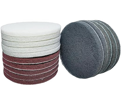 15 PCS 5 Inch Hoop and Loop Multipurpose Scrubber Scouring Pads - Flocking Scuff Pads, 400 800 2000 Grits Conditioning Discs Polishing Pads for Furniture Automotive Cleaning, Rust Removal