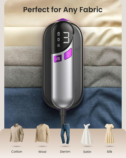 2-in-1 Handheld Steamer and Iron for Clothes, 1000W Travel Steamer with Ceramic Soleplate, 9s Fast Heat-Up, Leak-Proof 170mL Tank, Self-Clean, Portable Wrinkle Remover for Home & Travel, 120V