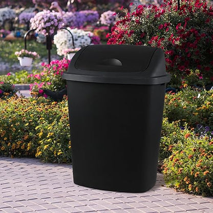 Teyyvn 18 Gallon Tall Plastic Kitchen Trash Can with Swing Lid, 4 Pack Large Plastic Swing Top Waste Bin, Black