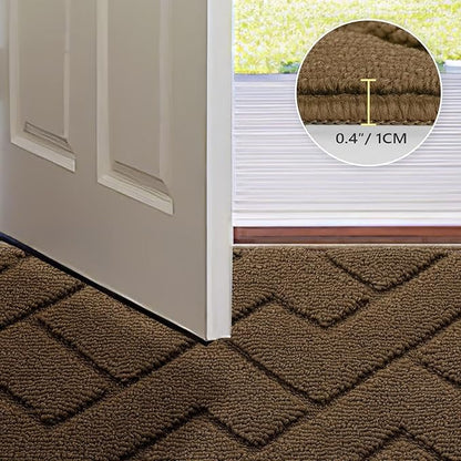 hicorfe Front Door Mat Outside Entrance,32"x40" Absorbent Muddy Dirt Resist Welcome Door Mats Outdoor Indoor,Stain and Fade Resistant,Non Slip Backing Entry Mat Doormat for Entryway(Dark Brown)