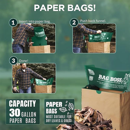Lawn & Leaf Bag Holder Stand | Fits 33-55 Gallon Paper or Plastic Yard Waste Bags | Foldable Trash Bag Holder Stand