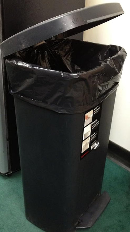 Plasticplace 12-16 Gallon Trash Bags, 1.0 Mil, Black Tall Garbage Can Liners, 24" x 31" (250 Case)