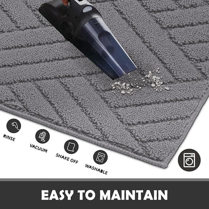 Door Mat Indoor Doormat, Entryway Rug Door Mats Non-Slip Rubber Backing,Heavy Duty Low-Profile Entrance Rugs, Absorbent Resist Dirt Doormats Floor Door mat for Entryway,32"x48"Grey