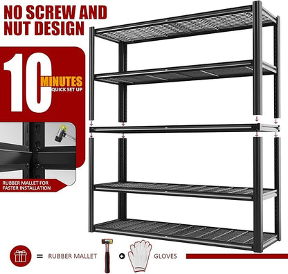 48" W Metal Garage Shelving 5 Tier Storage Shelves Heavy Duty 3030LBS Adjustable Shelf Unit Garage Shelving for Warehouse, Industrial, Basement, 72" H x 48" W x 24" D