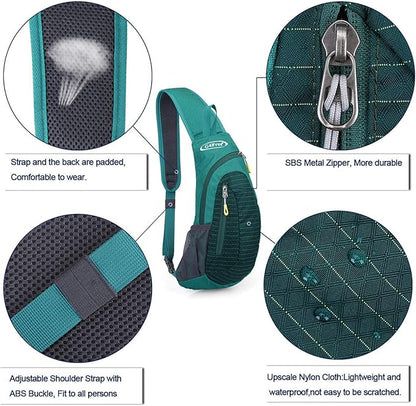 G4Free Sling Bag for Men Women, Small Crossbody Backpack Lightweight Chest Shoulder Bags for Travel, Outdoor and Sports (Mint Green)
