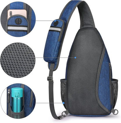 G4Free Sling Bag RFID Blocking Sling Backpack Crossbody Chest Bag Daypack for Hiking Travel(Dark Blue)