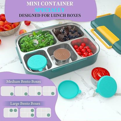 6x2.7 Oz Salad Dressing Container to Go,Handy Leakproof Stainless Steel Meal Prep Containers Reusable,Sauce Containers for Lunch Box, Picnics, Travel, Office and Kitchen Storage