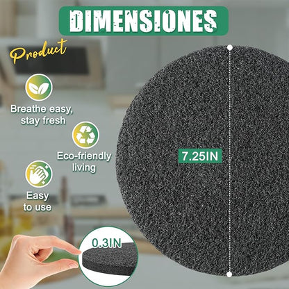 7.25 Inch Charcoal Filters for 10 Pack Kitchen Countertop Compost Bins - Extra Thick 0.3" for Longer Lasting Activated Carbon