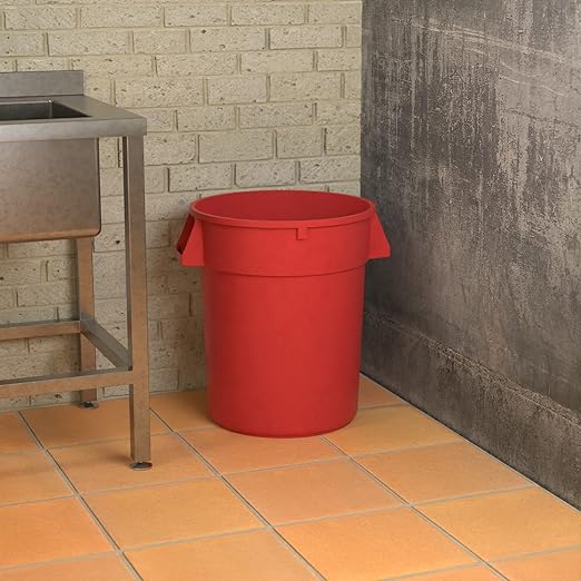 32 Gallon Red Round Commercial Trash Can