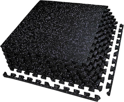 AIRHOP 0.56in Thick 24 Sq Ft Exercise Equipment Mats, 6 Tiles Upgraded Rubber Top with High Density EVA Foam, Large Interlocking Puzzle Gym Flooring for Home Gym, Heavy Weight Workout, 24 x 24in