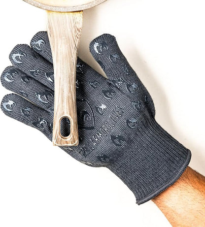 Grill Armor Oven Gloves 932°F Extreme Heat & Cut Resistant Oven Mitts with Fingers for BBQ, Cooking, Grilling, Baking –Accessory for Smoker, Cast Iron, Fire Pit, Camping, Fireplace, Griddle & More