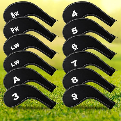 Golf 12pcs Thick Synthetic Golf Iron Head Covers Set Headcover Fit All Brands Callaway Ping Taylormade Cobra Etc. Also Custom Name