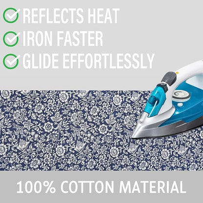 Ironing Board Cover and Pad 15x54 Inch Standard Ironing Board Cover with Elastic Edge and Hook and Loop Fasteners Scorch and Stain Resistant Cotton Ironing Covers with Thick Padding
