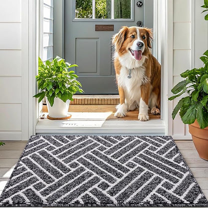 OLANLY Runner Indoor Door Mat, 47x23 Inch, Dirt Resistant and Absorbent, Non-Slip Rubber Backing Floor Mats, Easy Clean Low-Profile Doormat for Entryway, Front Door, and Inside Entrance, Black