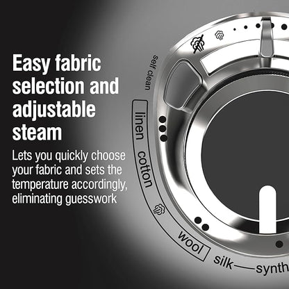 CHI Steam Iron for Clothes with 8’ Retractable Cord, 1700 Watts, 3-Way Auto Shutoff, 400+ Holes, Professional Grade, Temperature Control Dial, Titanium Infused Ceramic Soleplate, Silver (13106)
