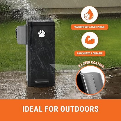 Pupzle Dog Poop Trash Can Outside, 3.2 Gal Metal Dog Waste Trash Can with Lid Outdoor, Waste Container with Pedal Garbage Poop Bin, Poo Bucket Outdoor with Lid for Backyard Odor Control
