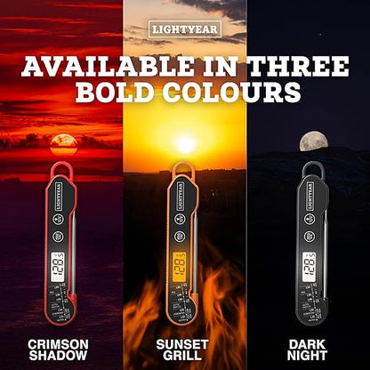 Lightyear Meat Thermometer | Instant Read Cooking Thermometer for Grilling, Roasting & BBQ, Built-in Magnet, IP65 Waterproof, Food-Grade Stainless Steel Temperature Probe