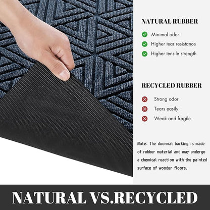 Yimobra Large Door Mat 47x24, All-Weather Waterproof Non-Slip Welcome Matt Outdoor, Heavy Duty Non Slip Doormat for Entryway for Patio and Garage Indoor, Easy Clean, Blue