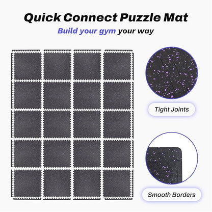 AIRHOP 0.56in Thick 96 Sq Ft Exercise Equipment Mats, 24 Tiles Upgraded Rubber Top with High Density EVA Foam, Large Interlocking Puzzle Gym Flooring for Home Gym, Heavy Weight Workout, 24 x 24in